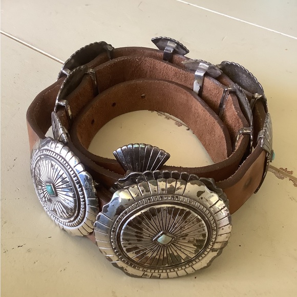 Justin Boots Accessories - Justin Leather Silver Turquoise Belt